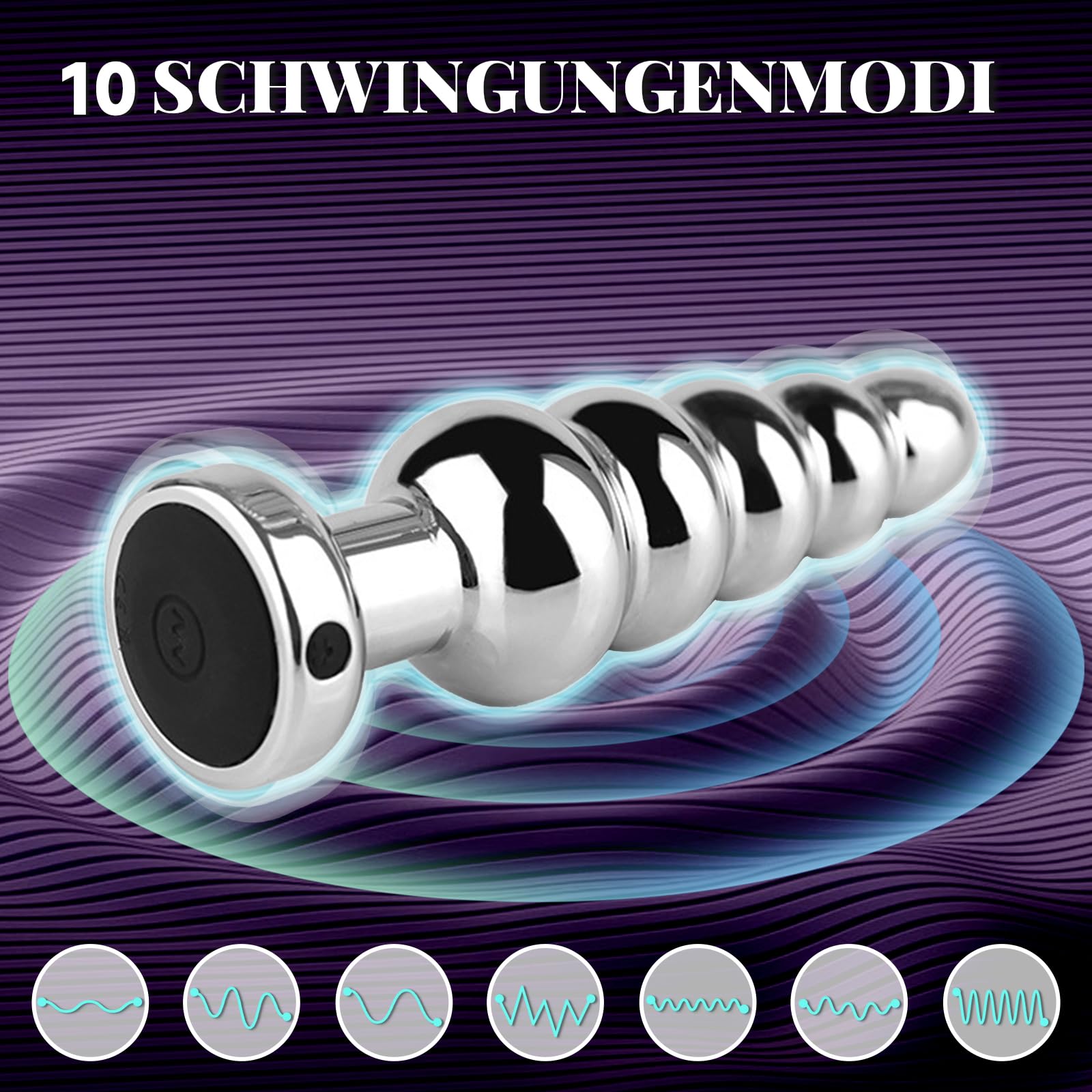 AMAZBEE Spine Anali Vibratori per gli Uomini 10 Modalità di Vibrazione Donne Giocattoli del Sesso Massaggiatore Prostatico Vibratore Metallo Anale Catena Dildo Vibratore (5 Beads)