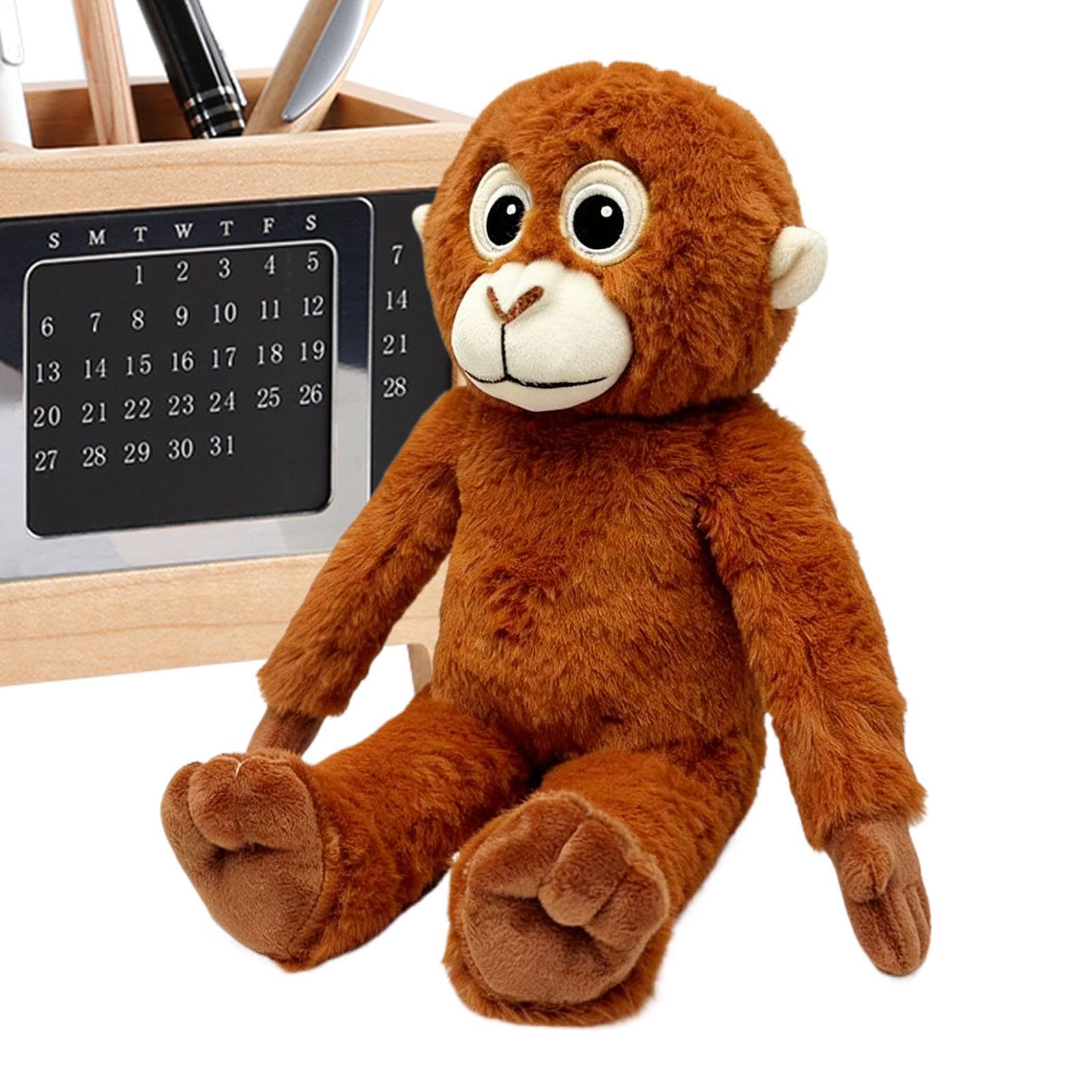 Genérico Mono De Peluche - Diseño Realista con Manos Largas, Muñeco De Peluche De 36cm, 110g De Peso + Marco De 14.2 Pulgadas, Fibra Sintética Suave Premium - para Salones & Día del Niño