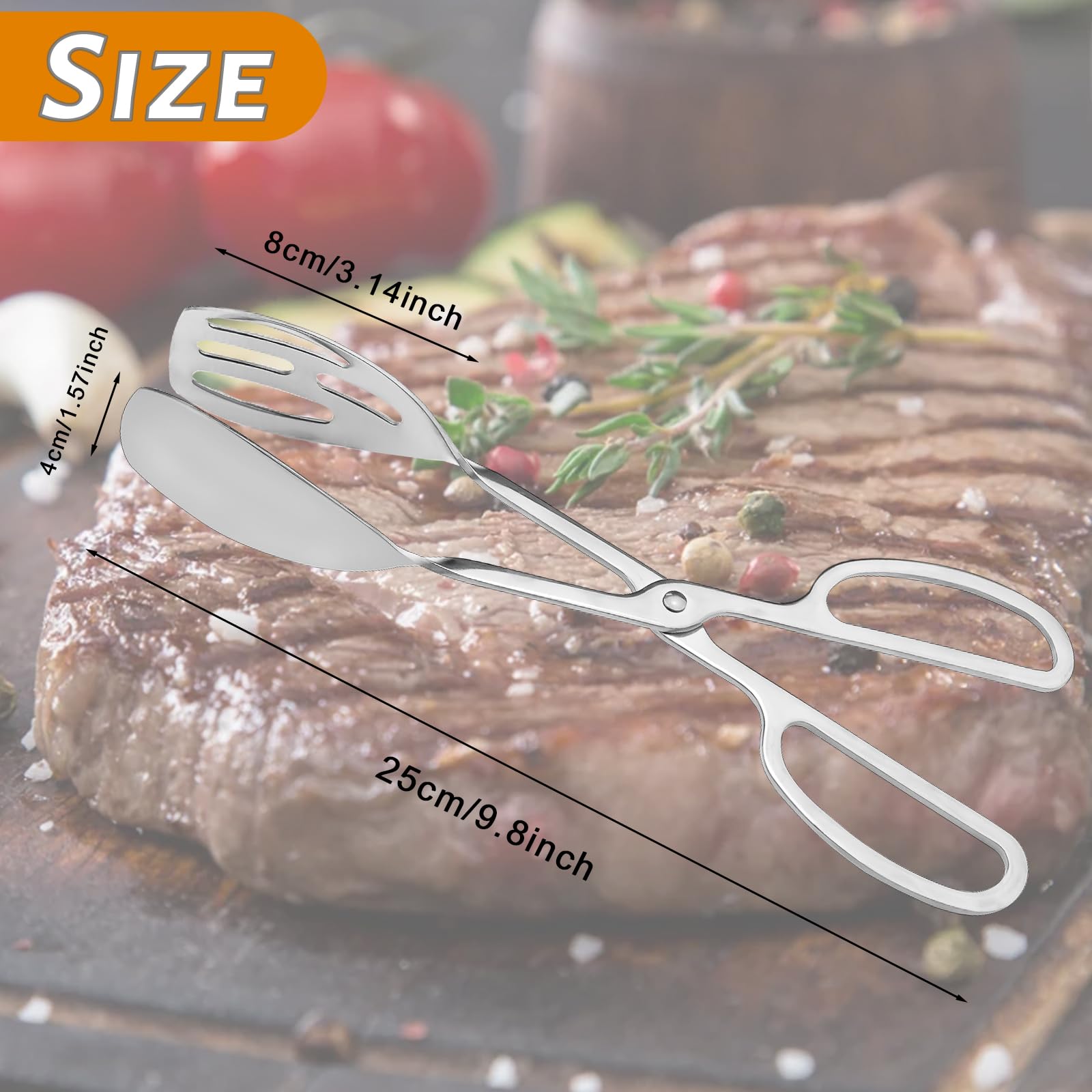 Lot de 3 pinces à salade en acier inoxydable pour service de buffet, pinces à salade pour cuisine, cuisine, cuisine, buffet, restauration (argent)