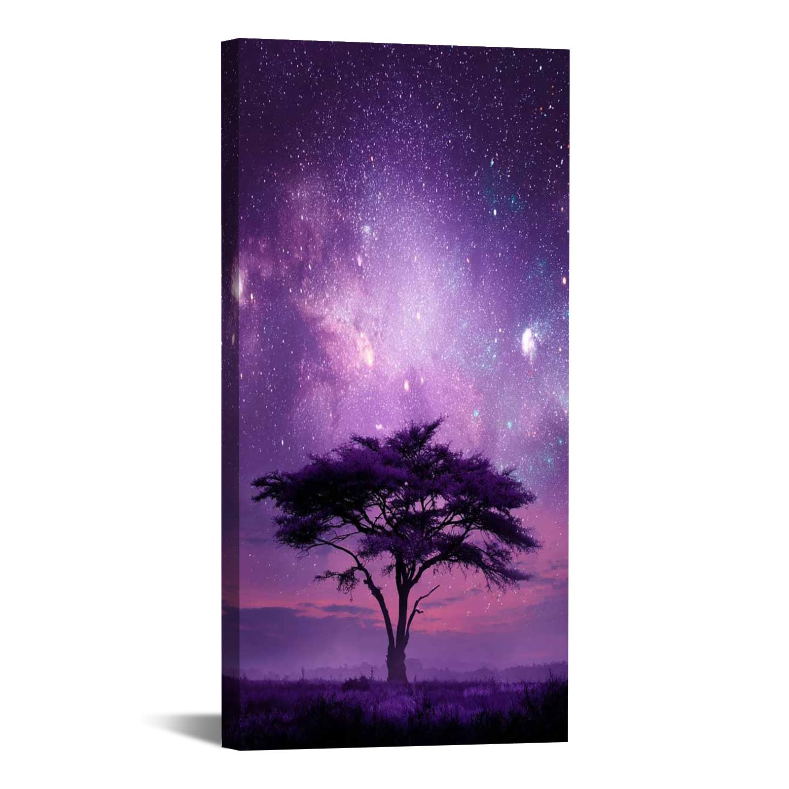 WIKEO Cuadros Dormitorios Modernos Mural de árbol moderno Lienzos Decorativos para Pasillo Dormitorio Baño Entrada Sala de yoga（morado-40x80cm Enmarcado
