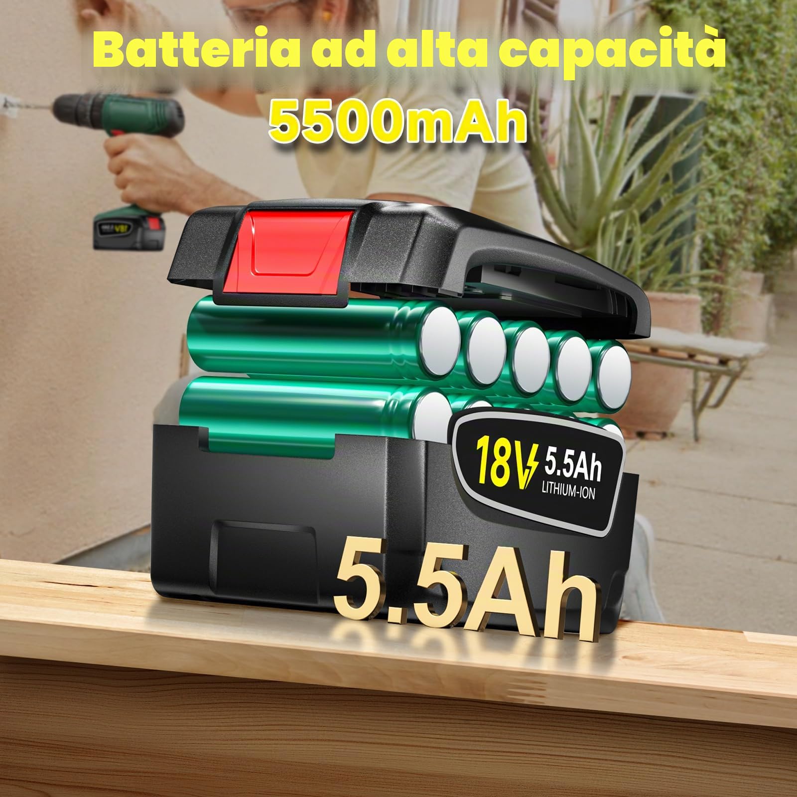 CITYORK 2X 5500mAh 18V Batteria di ricambio per Bosch PBA PSB PSR, batteria per 18V Green Tools House & Garden 18VSystem AL1880CV AL1810CV AL18815CV AL1830CV (Non per Bosch Unlimited serie)