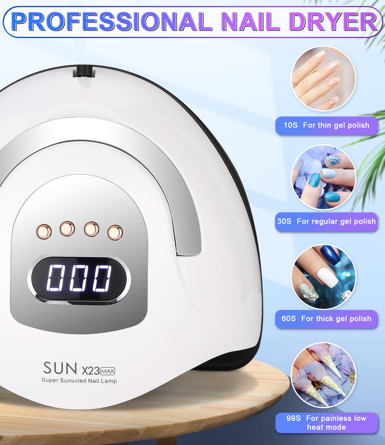 Zawaer Lampe UV Sèche Ongles 380W, Professionnel LED Séchoir à Ongles Automatique, 81 LEDs, Séchage Rapide, Grand LCD Ecran, 4 Minuteries 10s/30s/60s/99s pour Vernis Semi Permanent, Gel et Vernis