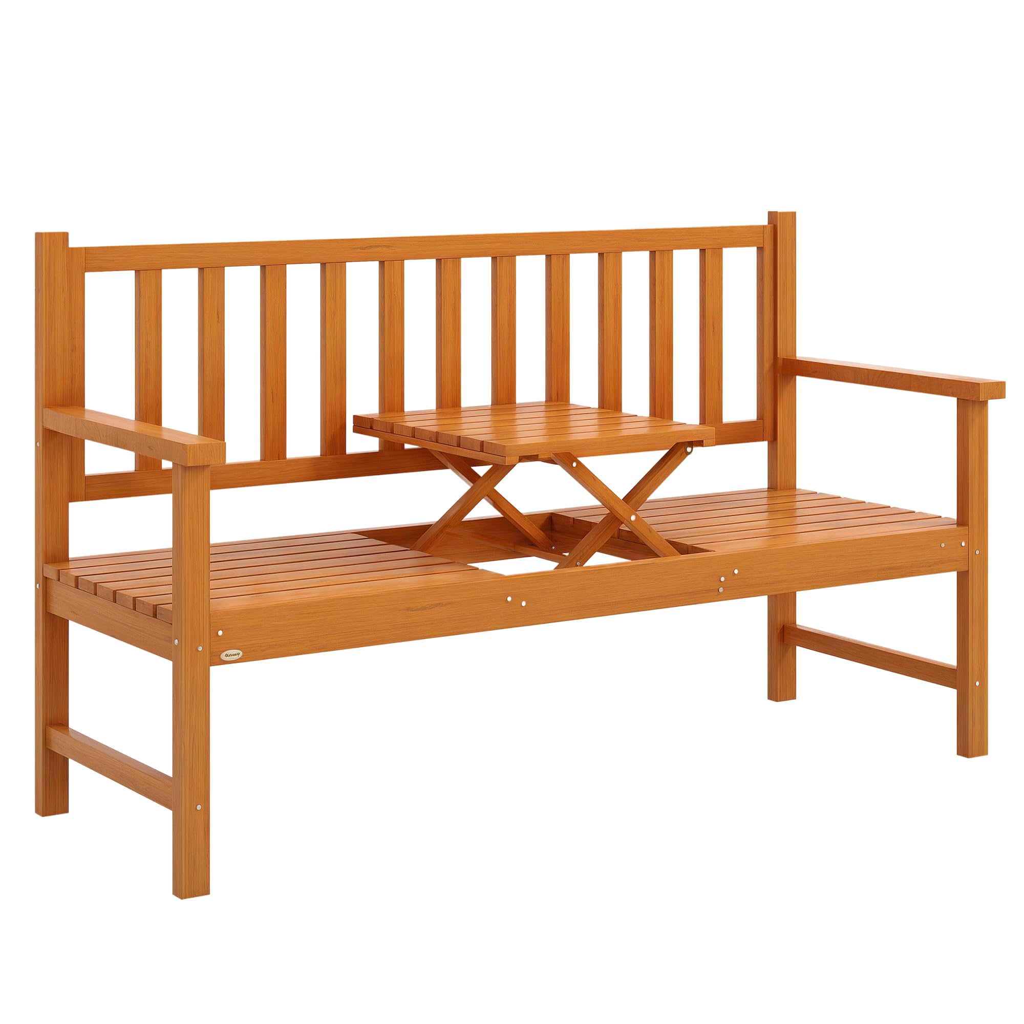 Outsunny 2 Seater Wooden Garden Bench - Brown