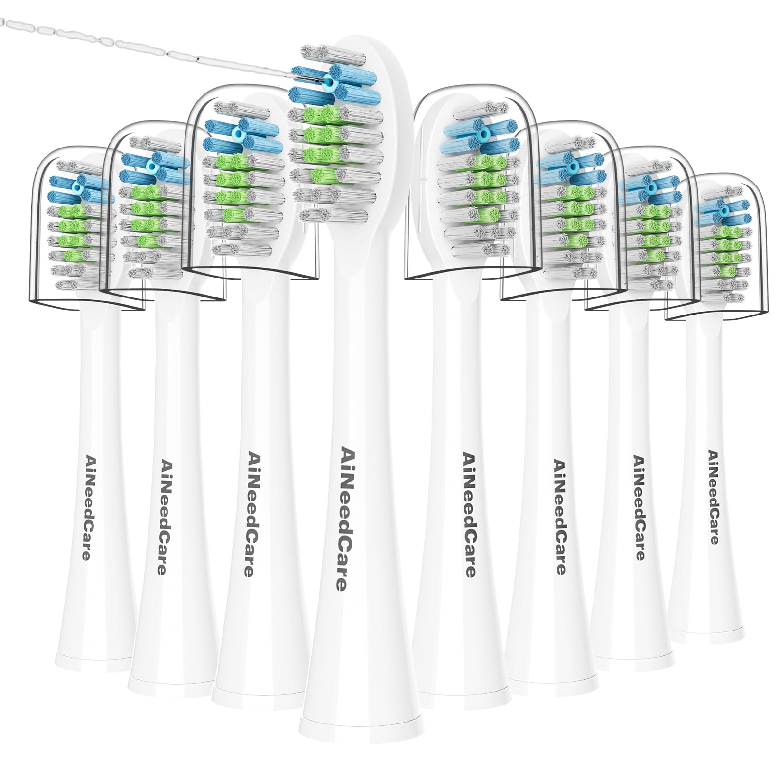 Toothbrush Head Replacement for Waterpik, 8 Pack Flossing Brush Heads Compatible with Water-pik Sonic Fusion 2.0 / SF-01, SF-02, SF-03 & SF-04