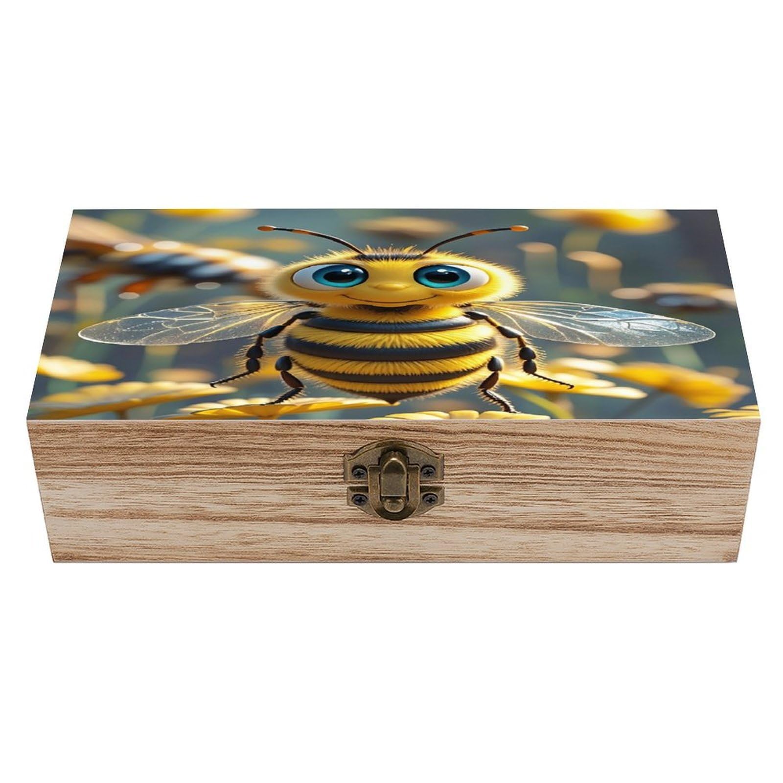 FekiLoot Bee Wooden Storage Box Exquisite Wood Keepsake Box Vintage Wooden Gift Jewelry Case for Crafts And Photo Storage Boxes