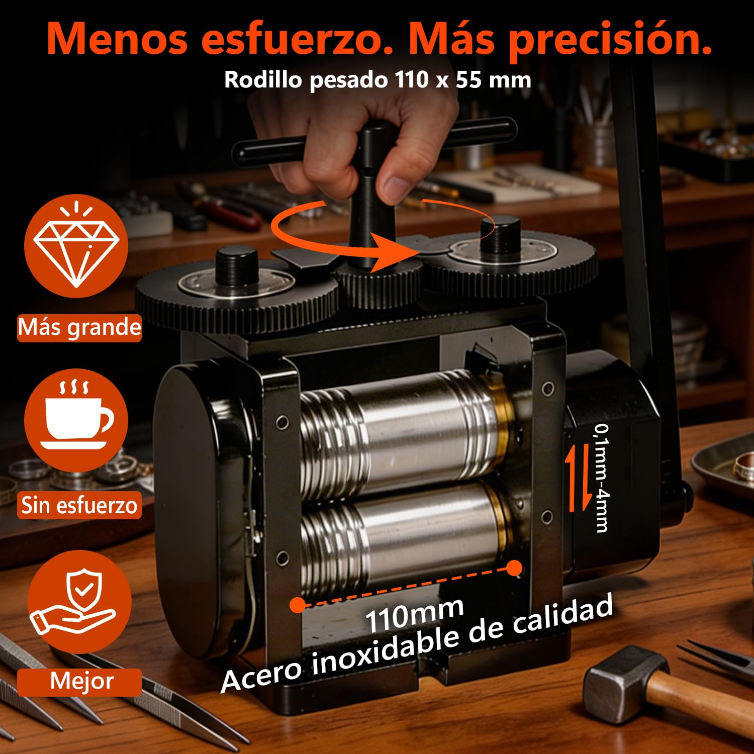 HH-RM01A - Molino de laminación negro de 110 mm