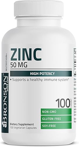 Miniatura 3 de Bronson Zinc 50mg Complejo Complejo de Apoyo Inmunológico de Alta Potencia, Antioxidante y Salud de la Piel - Sin OGM, 100 Cápsulas Vegetarianas