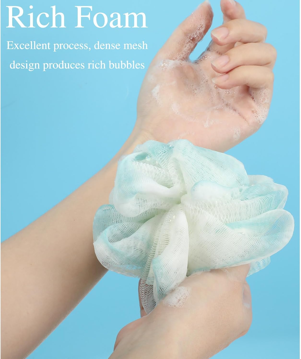CHENGU 80 Pcs Loofah Sponge Bath Pouf - Bulk Shower Puff for Body Wash - Exfoliating Mesh Scrubber for Baby, Women, Men - 20g (Plain Colors)