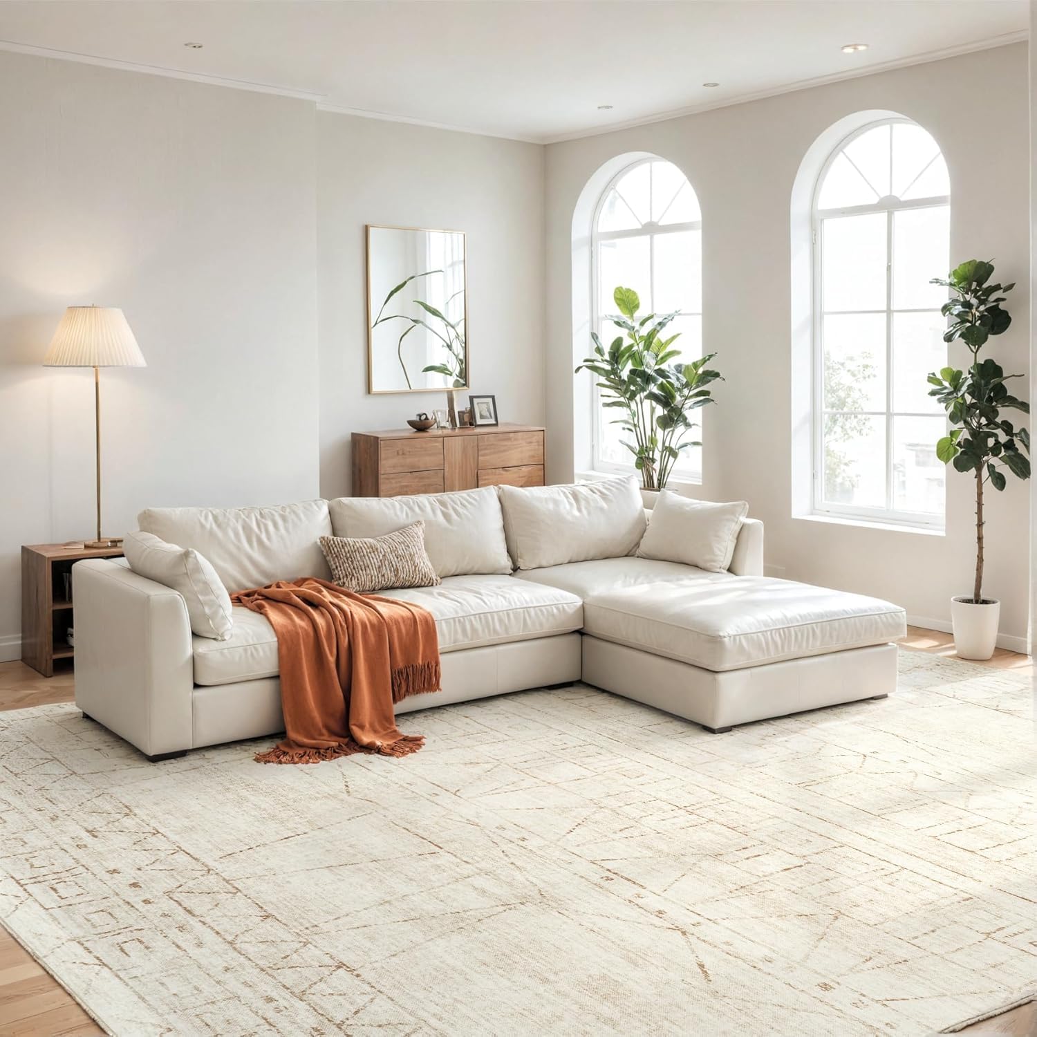 Tapis grand salon modern white 160x230cm poil ras doux