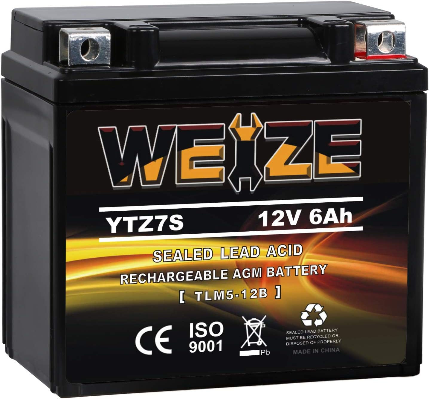 Weize YTZ7S-BS Sealed Maintenance Free AGM Battery Replacement YTZ7S Compatible with Honda TRX450ER TRX450R ATV Motorcycle Battieres