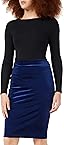 Amazon Brand - find. Women's Velvet Midi Pencil Skirt (Navy, 12-14)