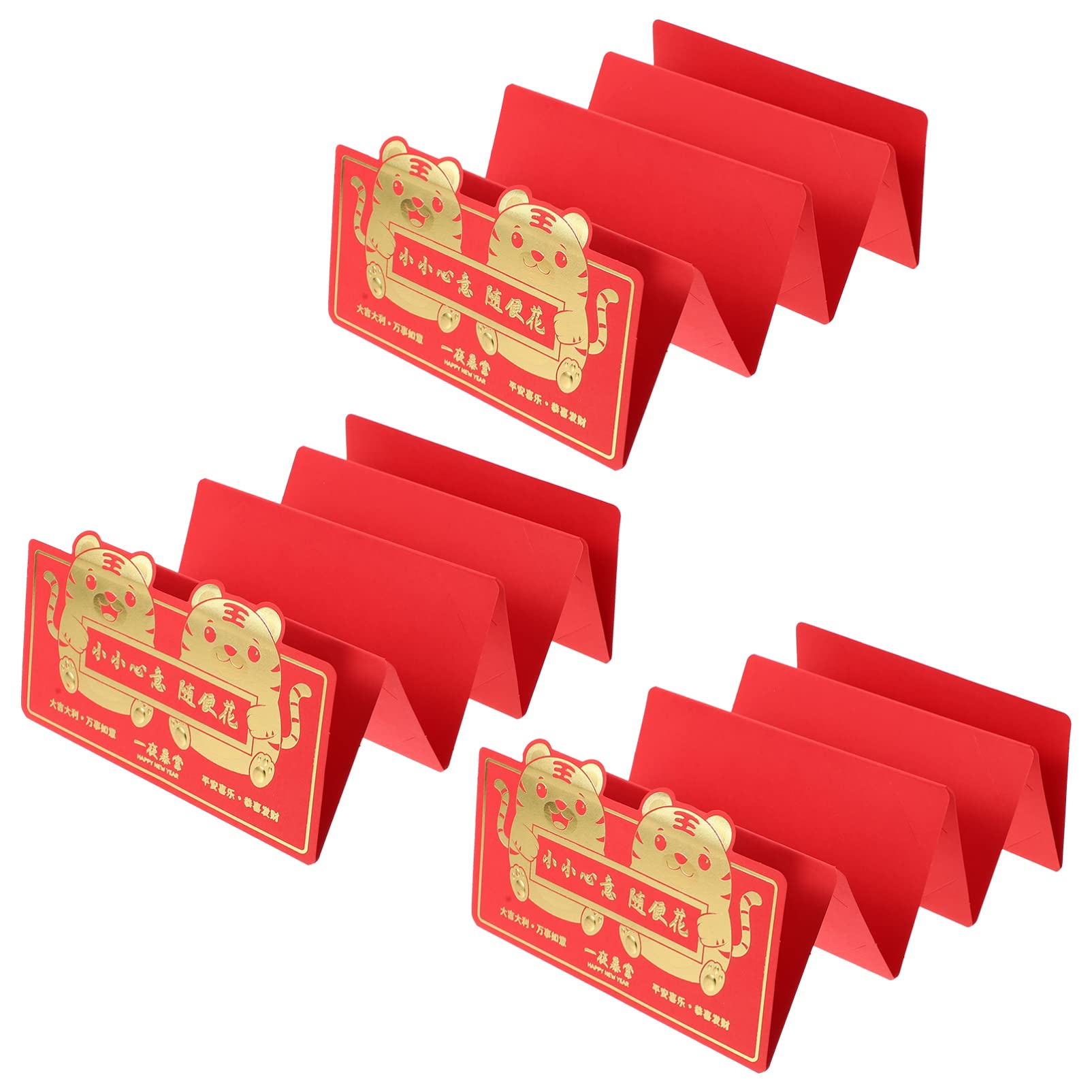 Chinese Red Envelope Hongbao 2022: 3pcs Year of Tiger Lucky Money Packets Foldable Cash Wrap Bag Supply for New Year Spring Festival Style 2-image-24
