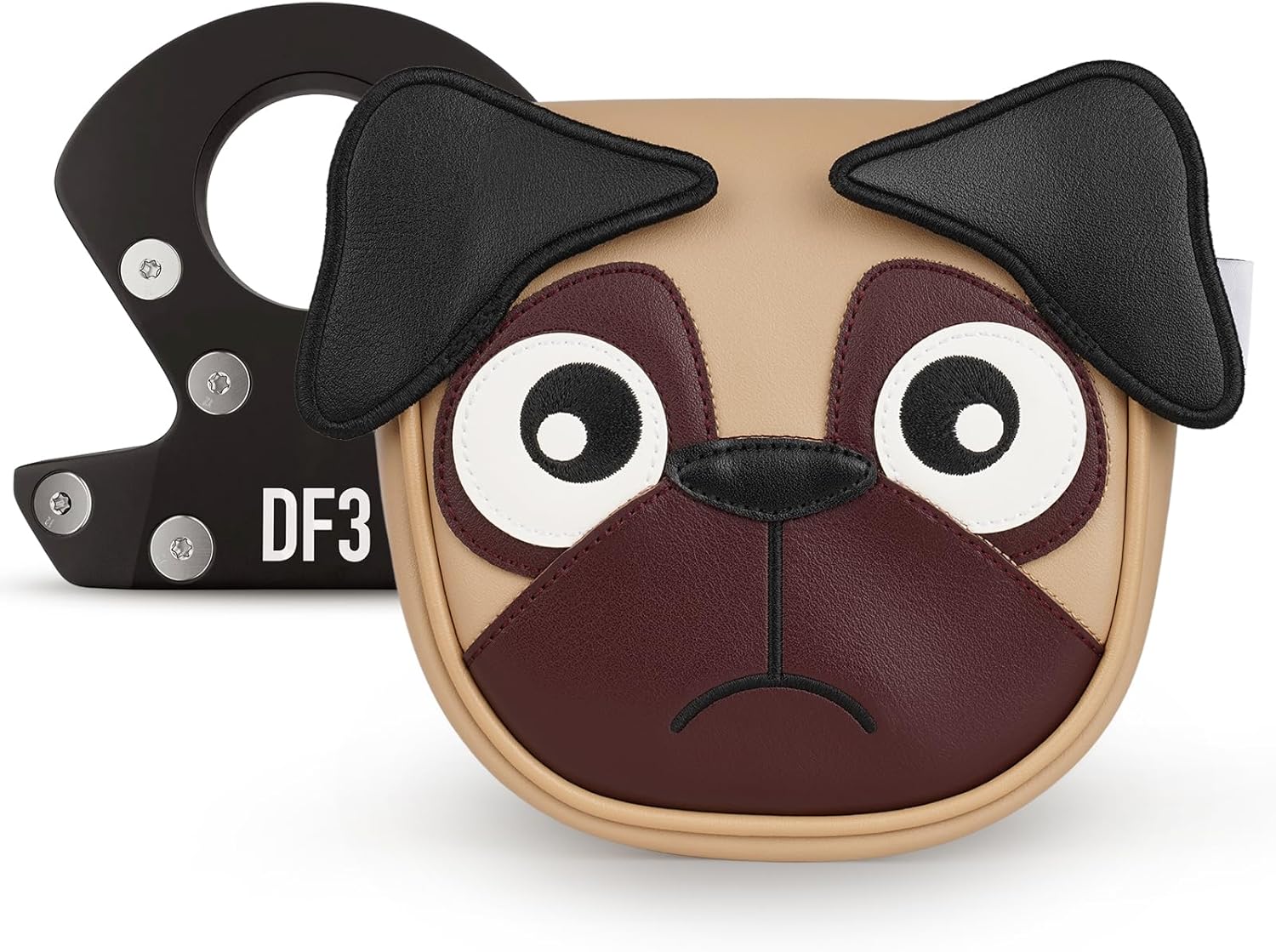 Big Crazy Golf Club Head Covers, Putter Cover with Strong Magnetic Closure, Square Mallet Putter Cover, Waterproof, Funny Design French Bulldog Pug Dog