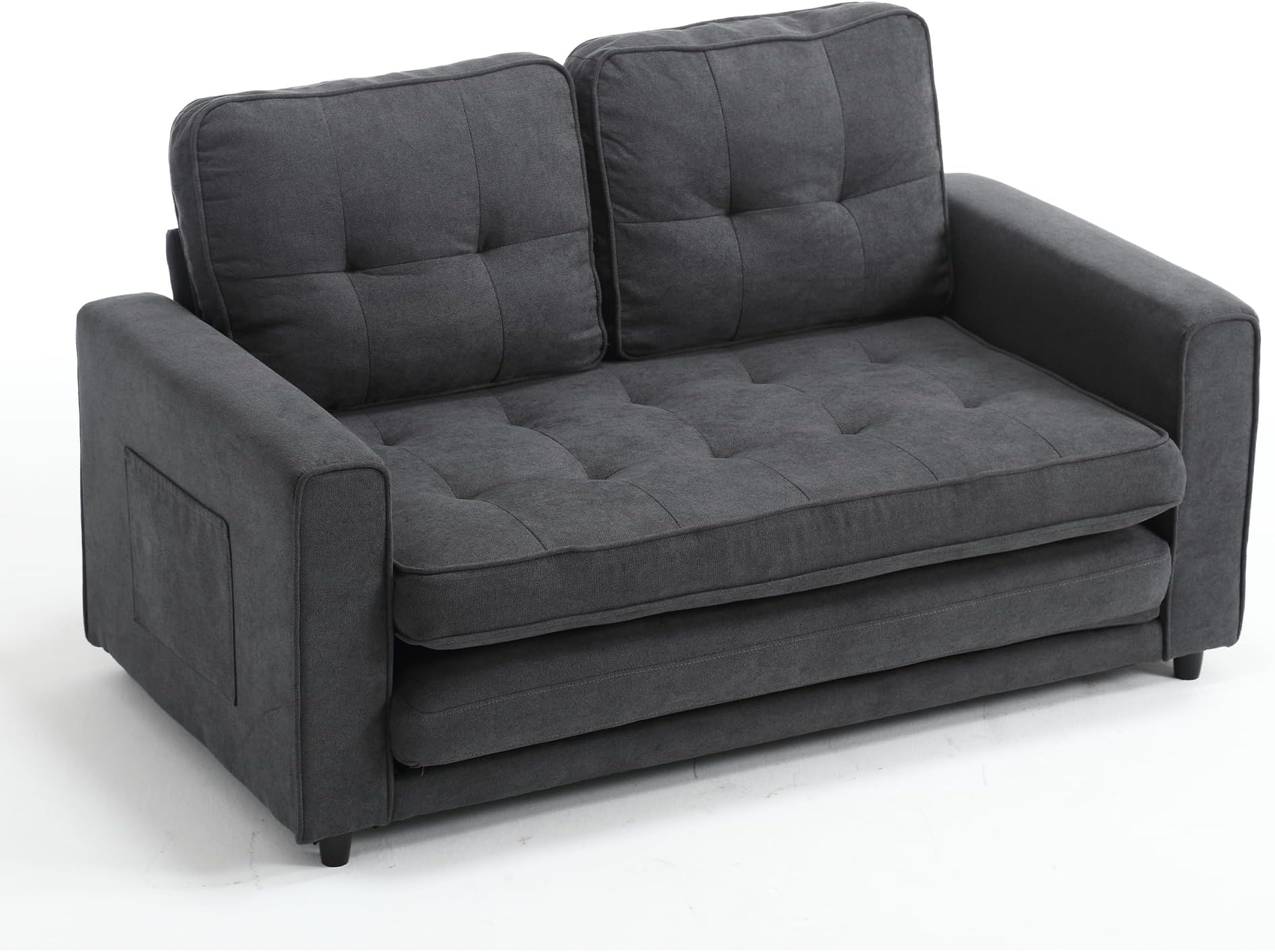 UFINEGO Folding Sleeper Sofa Bed with Cup Holder, Loveseat Pull-Out Sofa Bed with Side Pocket, Sleeper Sofa Couch Futon Convertible Guest Beds