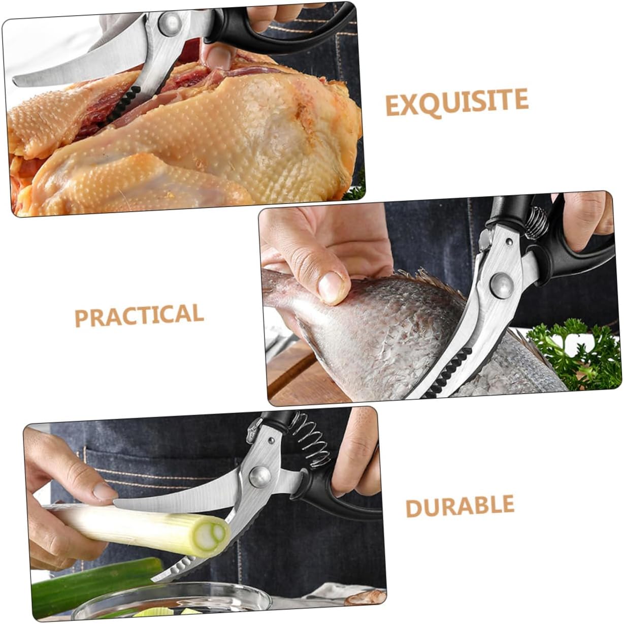 OUNONA Heavy Duty Kitchen Scissors for Cutting Chicken and Poultry Bones Stainless Steel Shears with Ergonomic Handle for Home Cooking and Meal Prep