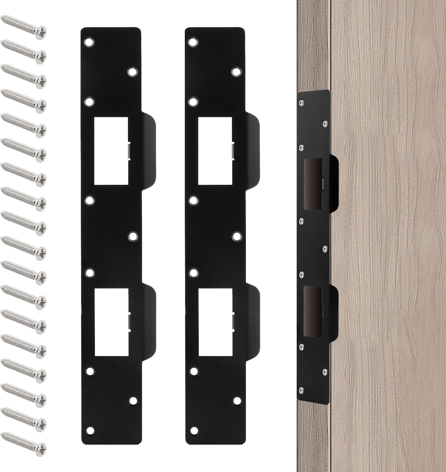 Door Strike Plate, 2pcs Door Reinforcement Plate, Metal