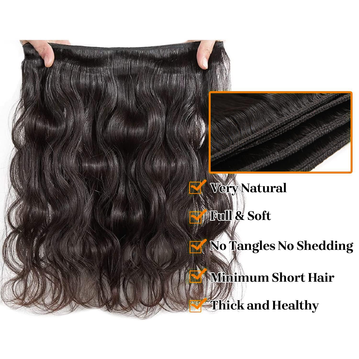 12A Human Hair Bundles 20 Inch Body Wave Bundles Human Hair 100% Unprocessed Brazilian Virgin Weave 1 Bundle Real Natural Black Wavy Human Hair Extensions 1B Bundles for Women