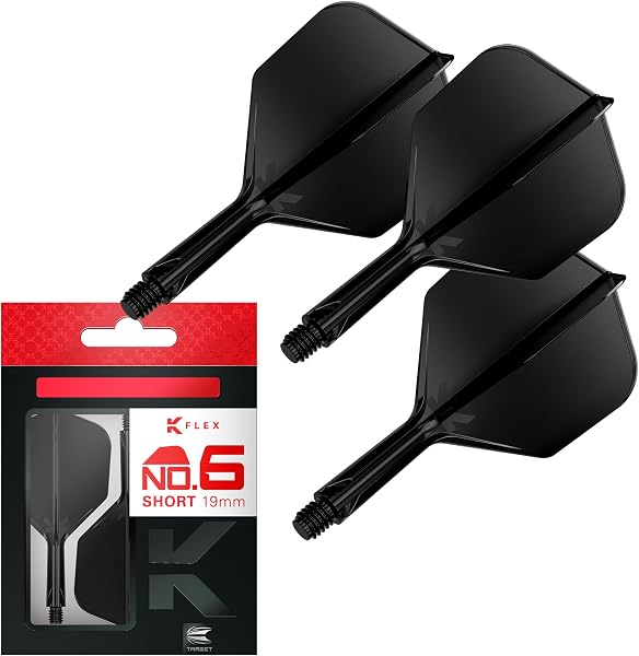 Target Darts K Flex Alette e Aste per Freccette Integrate, No.6 | Confezione da 3 K-Flex - No.6, Kflex Aletta e Asta per Freccette Stampate in Un Unico Pezzo Lunghezze: Corto, Intermedio e Medio - 1