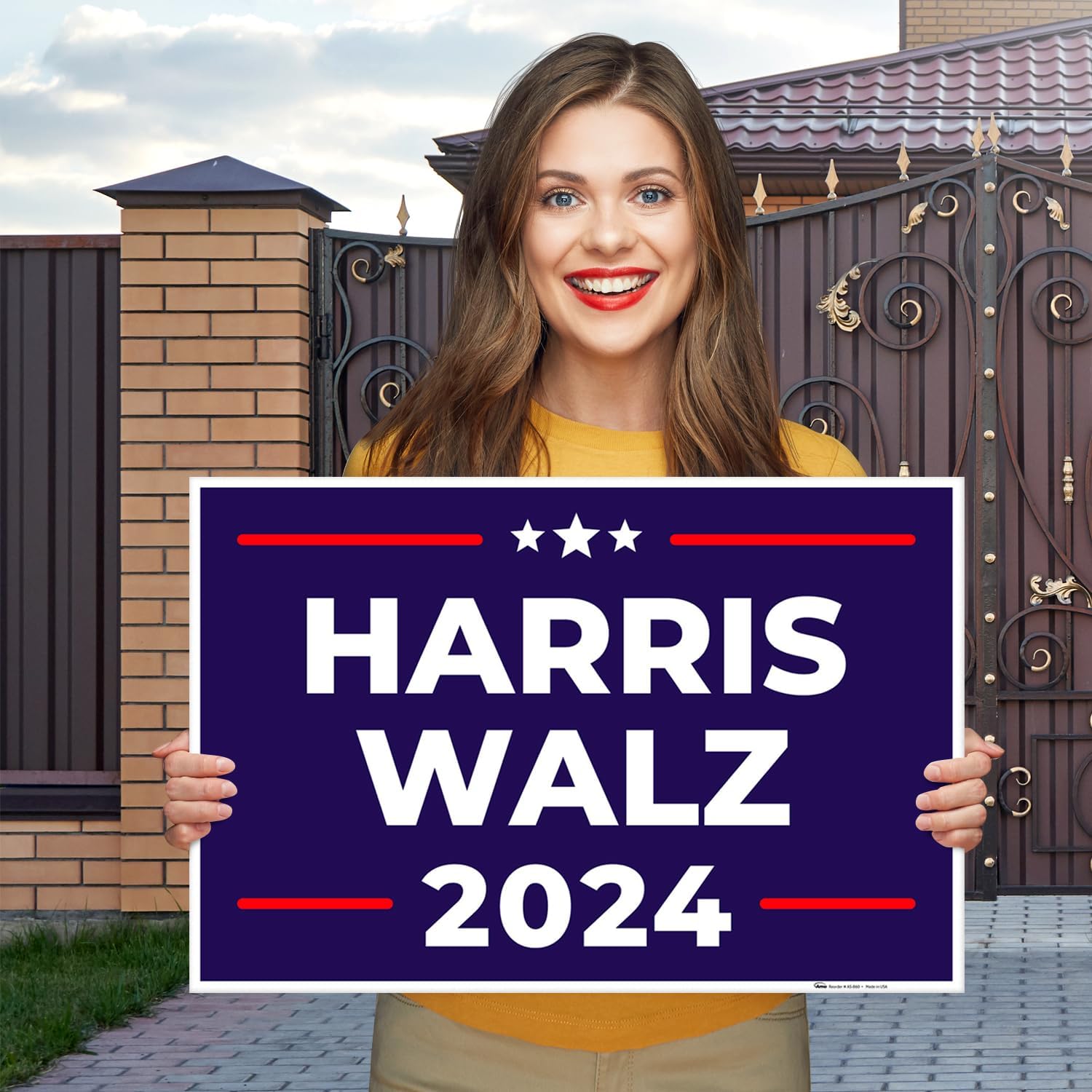 Harris Walz 2024 Yard Sign - Presidential Election Sign 12x18 Inches (3 Pack) Coro Plastic Double Sided with Metal H Stake Waterproof, Outdoor Lawn Signage, Made in USA by Armo