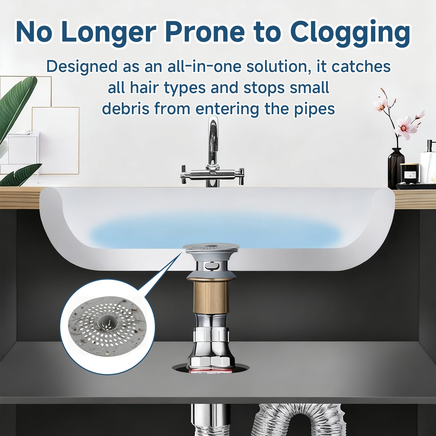 Haarvanger, Siliconen Haarafvoerdeksel Voor Douche Haarstopper Met Zuignap Gootsteen Afvoerzeef Voor Badkamer Bad Keuken 2 Pack Grijs