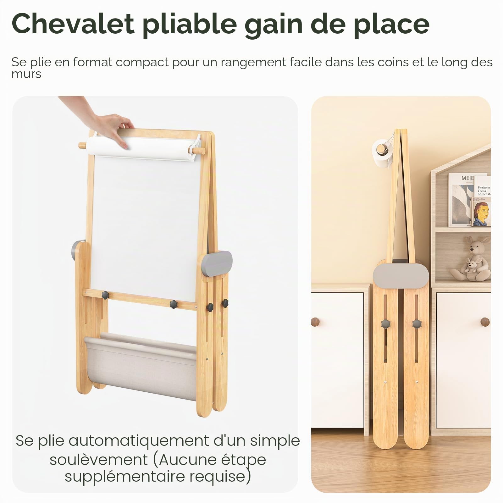 BanaSuper Chevalet Peinture Enfant, Tableau Enfant Double Face Magnétique, Chevalet de Peinture Réglable en Hauteur pour Tout-Petits, Réglable en hauteur (90-110 cm), Pliable & 80% Prémonté, Gris