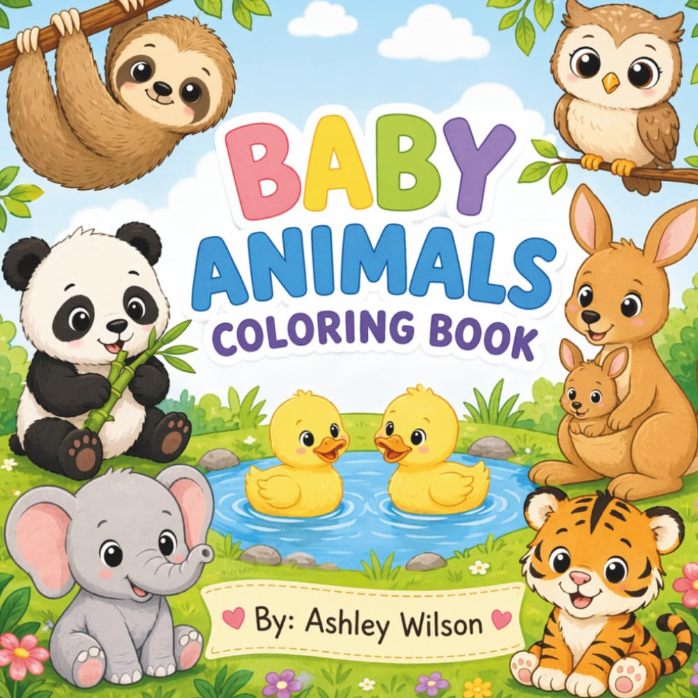Adorable Baby Animals Coloring Book: Fun, Simple, and Cute Animal Pages for Little Artists (Ashley Wilson's Bold & Fun Coloring Collection)