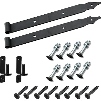 BRESKO Shutter Hinge with Clamps and Screws, Set of 2, Black Gate Hinges, Hinges, Hooks, Door Hinges, Hinges for Garden Gate,