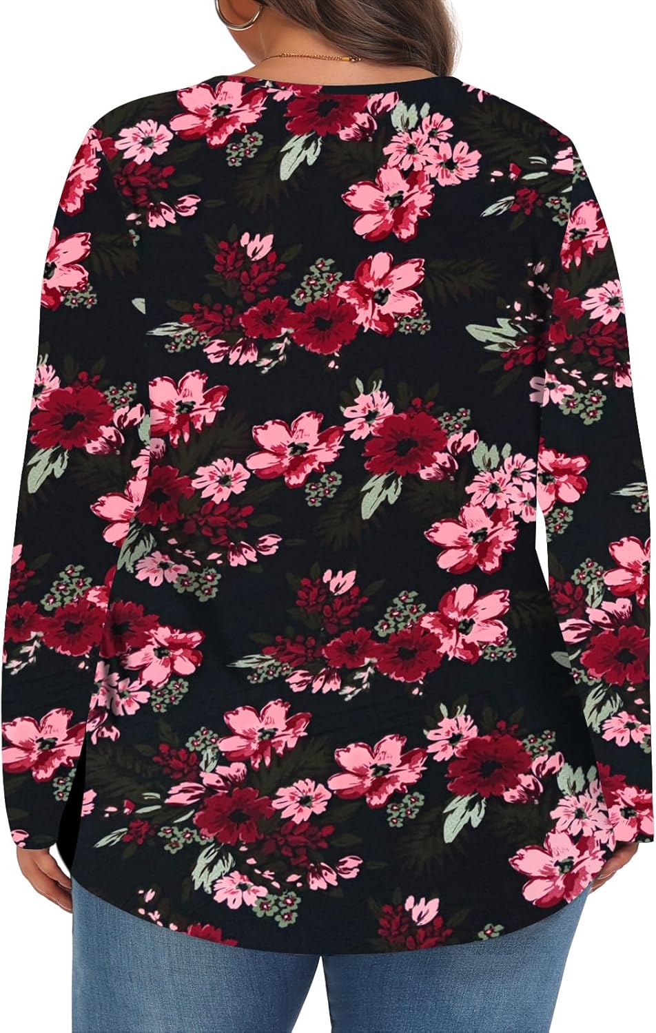 Plus Size Tops for Women Fall Long Sleeve Shirts Crew Neck Casual Loose Tunic Blouse 1X-5X - Image 4