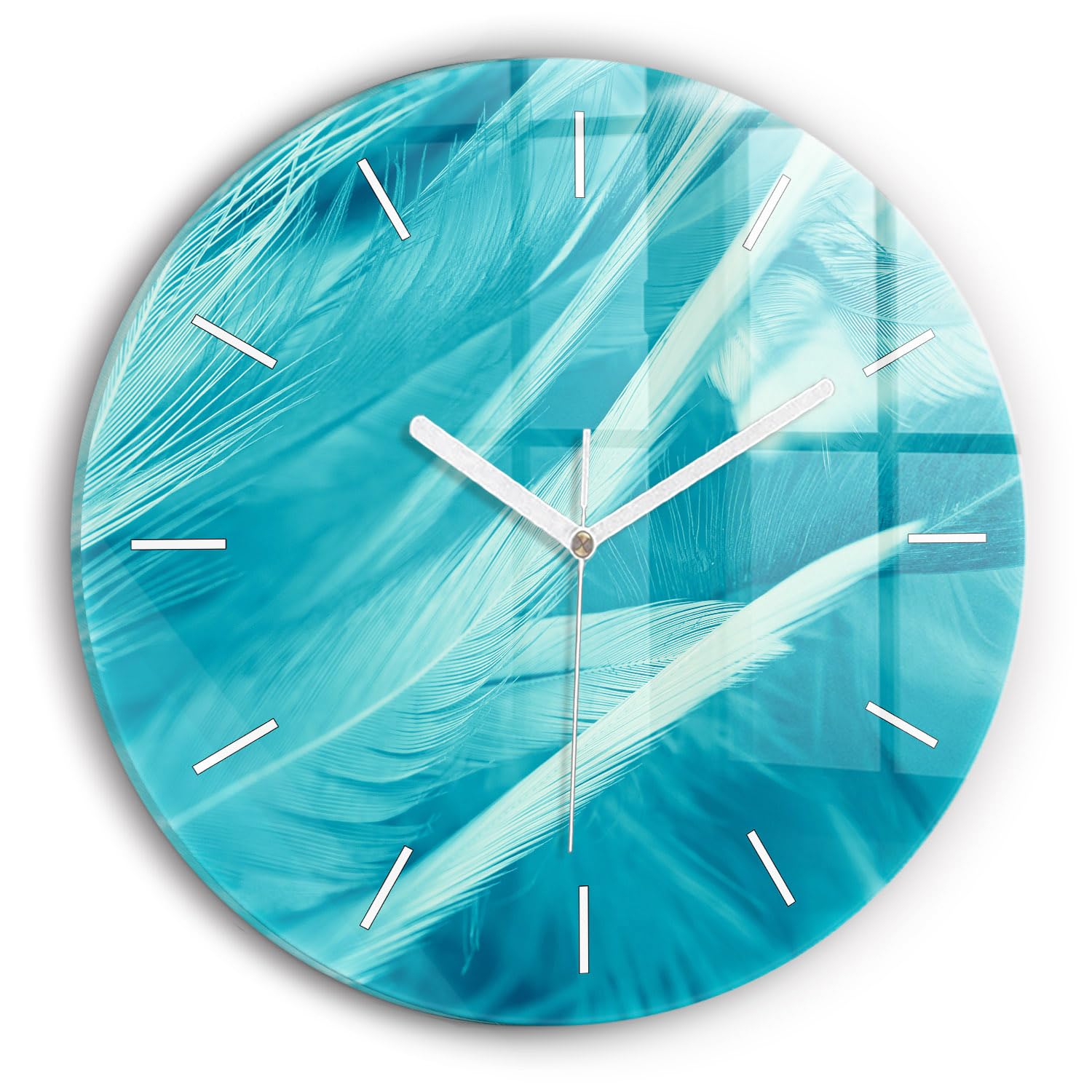 Horloge en verre 30 cm Wallfluent turquoise vintage au mécanisme silencieux