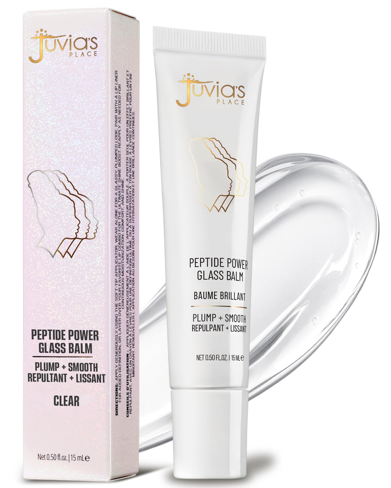 Juvia's Place Peptide Power Glass Lip Balm - Non-Sticky Clear Peptide Balm