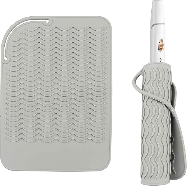 Heat Resistant Mat for Hair Straighteners, Silicone Curling Wands Mat Heat Proof Mat Portable Travel Anti-Scald Mat for Flat Iron Hot Hair Salon Tools(Gray)