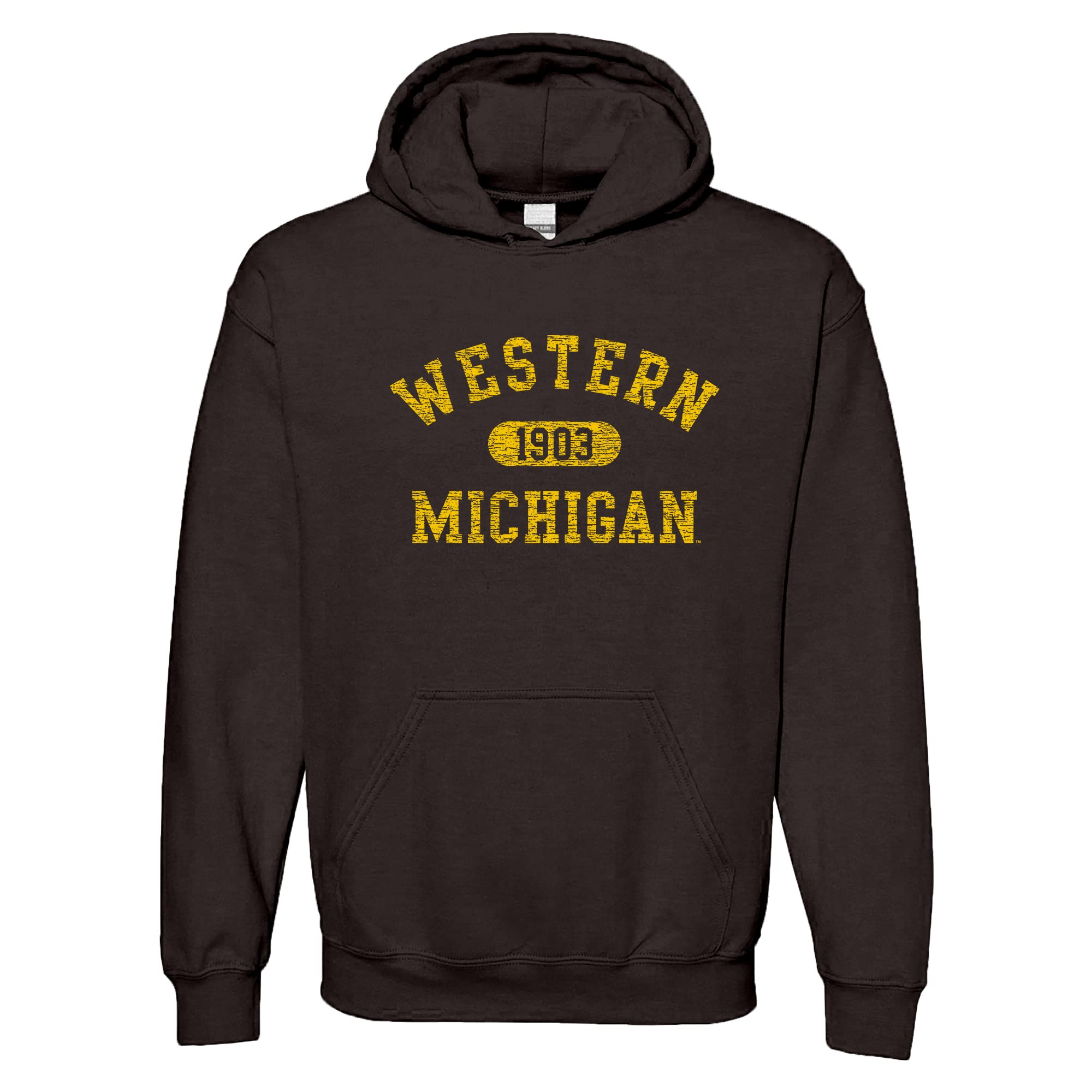 UGP Campus Apparel NCAA Officially licensed College - University Team Color Arch Logo Hoodie, Western Michigan Broncos Dark Chocolate, Medium โ image 1