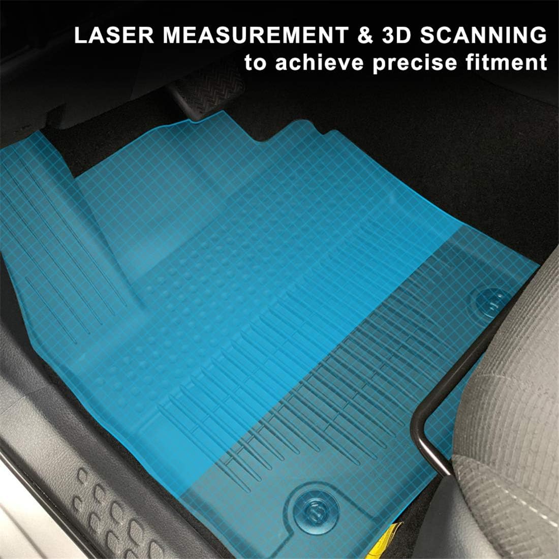 Super Brands KIWI MASTER Floor Mats Compatible for 2018-2022 Toyota C-HR All Weather Mat Liners Front Rear 2 Row Seat TPE Slush Liner Black PT206-1C160-20