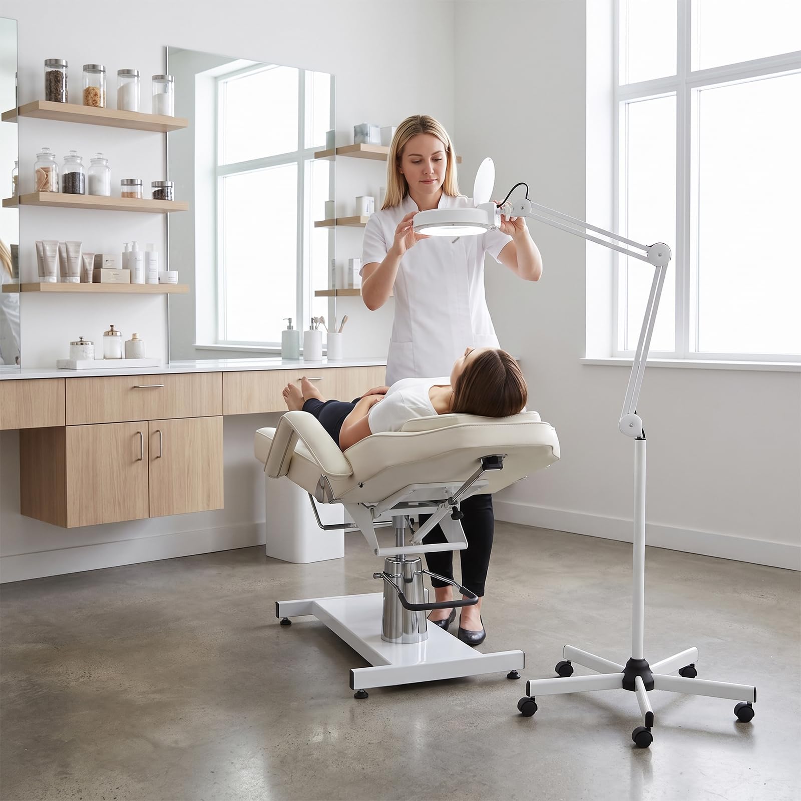 5X LED Lupenleuchte mit Standfuß, 24W Kosmetiklampe für Salon