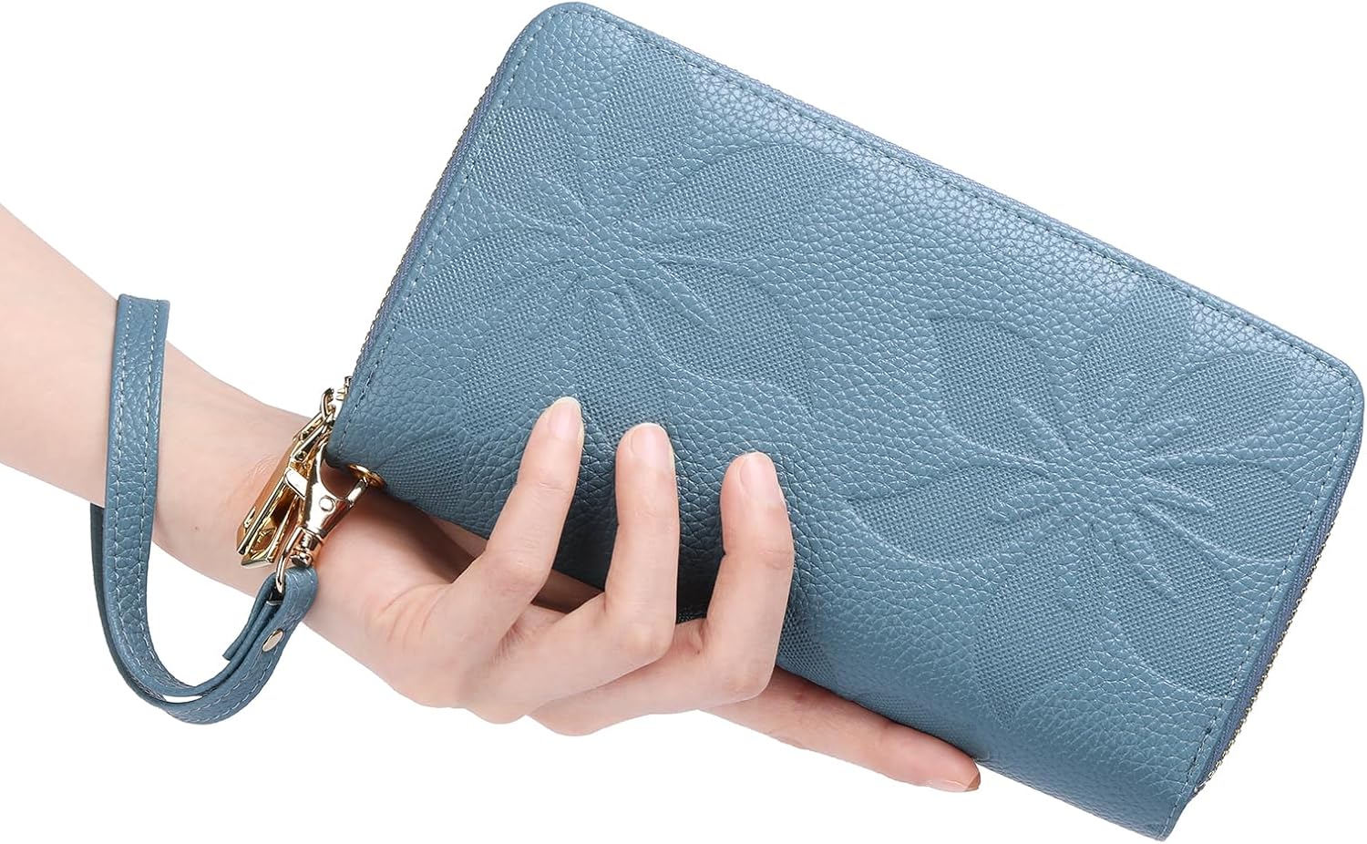 GOIACII Women's Wallet Large Capacity Double Zip Ladies Card Phone Holder RFID Blocking Wristlet Leather - Image 2