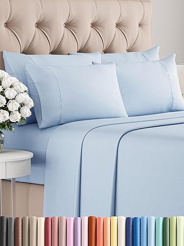 Vista 15 de Juego de sábanas Split King de 7 piezas, sábanas transpirables y refrescantes, sábanas de hotel, bolsillos profundos, ajuste fácil, suaves y sin