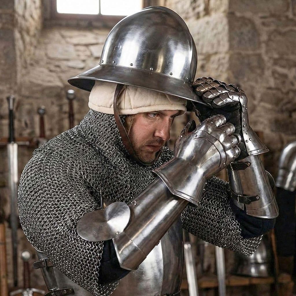 Medieval Cotton Arming Cap – Padded Helmet Liner for Chainmail, Coif, or Viking Helmet – Historical Under Armor for LARP, Reenactment & Costume – Ecru – Size Large - Image 8