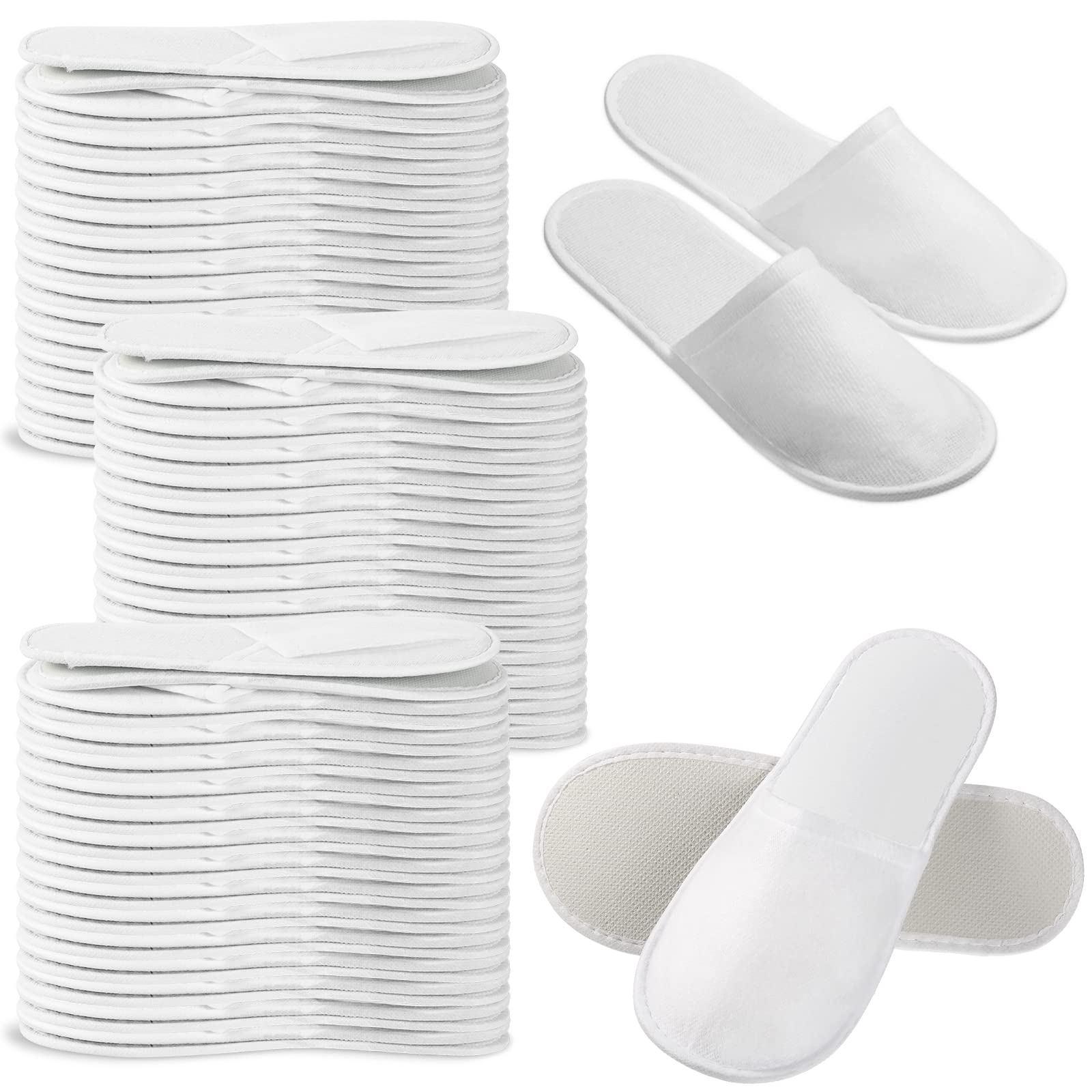 50 Pairs Disposable Slippers Non-Slip Slippers Guest Slippers Unisex Disposable Slippers Brushed Plush Linen Slippers for Hotel Home Guest Train Travel Massage-image-7