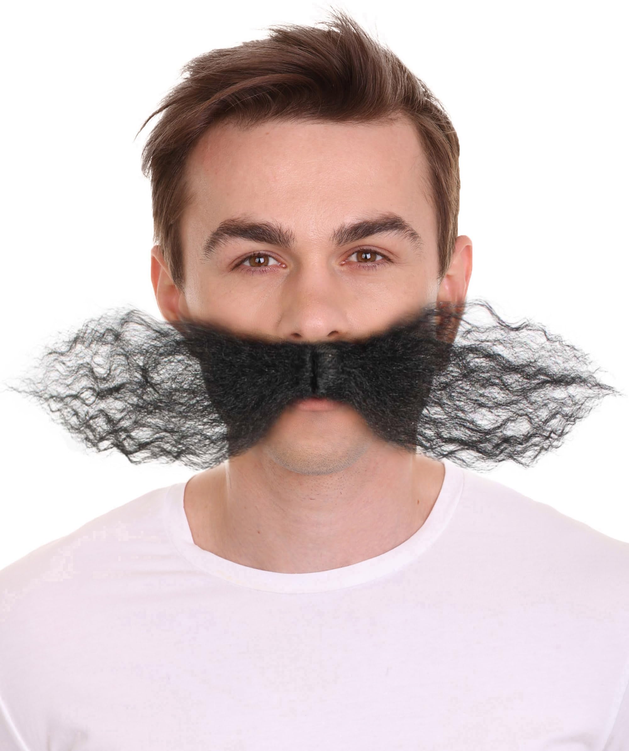 HPO Men's Mechanical Genius Curly Moustache Flame-Retardant Synthetic Fiber, Black
