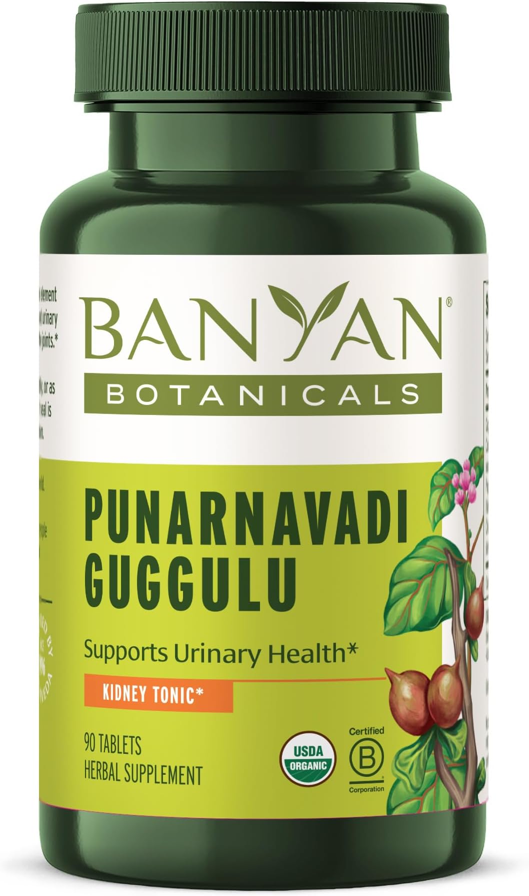 Organic Punarnavadi Guggulu – Systemic Fluid Balance & Kidney Support Supplement – with Guggulu Resin & Punarnava for Joint Comfort & Urinary Health – 90 Tablets – USDA Organic