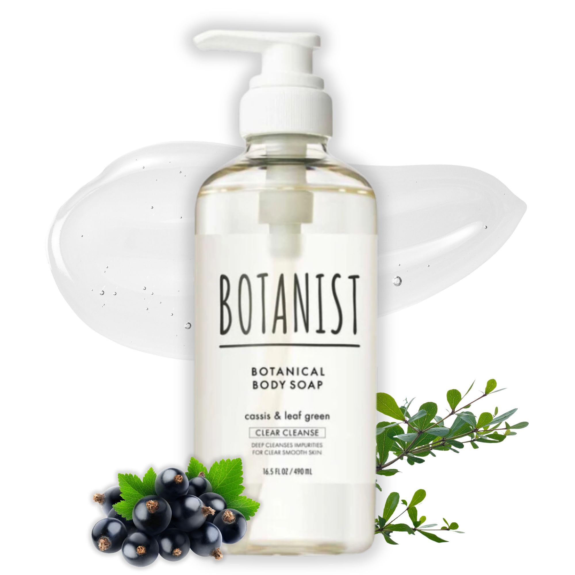 Botanist Natural Body Wash for Women, Mens Full Body Wash for Sensitive Skin by Squalane, Shea Butter & Aloe Vera, Shower Gel & Bath Soap from Japan, Sulfate Free 16.5 Fl Oz Cassis & Leaf Green 3EA