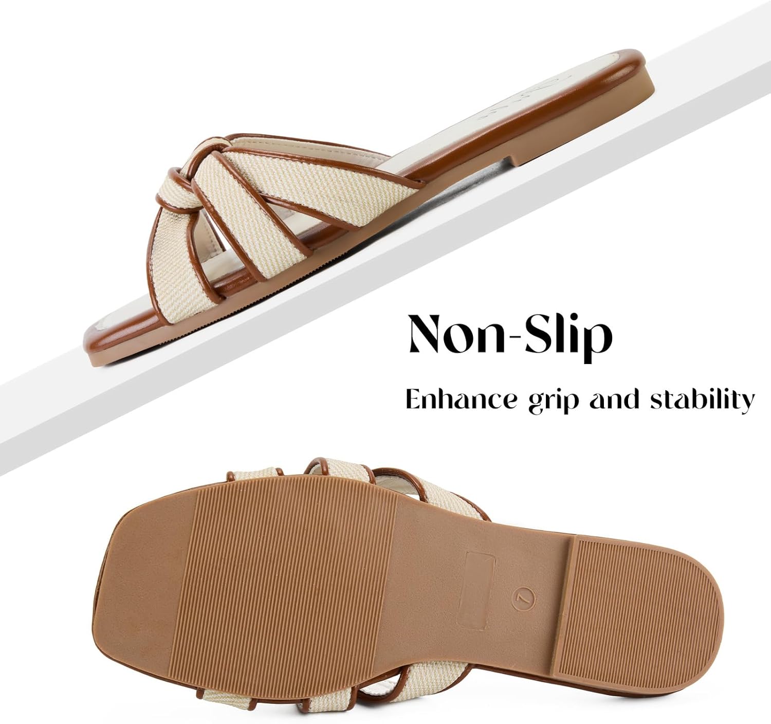 Putu Women's Flat Sandals Square Toe Slide Sandals Braided Sandals for Vacation - Image 4