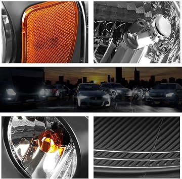 2Pcs Replacement Headlights Assembly Compatible with Ford F150 04-08/Lincoln Mark LT 06-08,Black Housing/Amber Corner