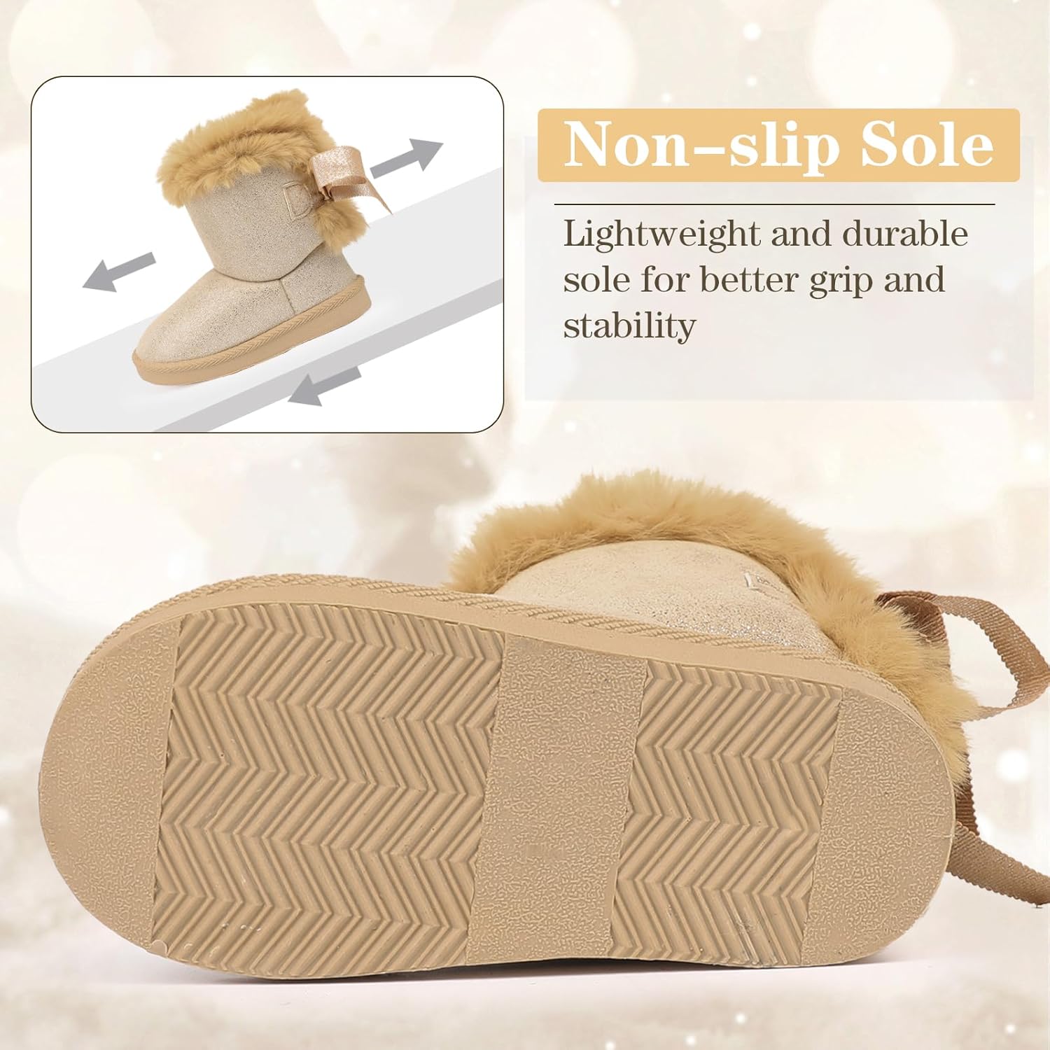 FANTURE Toddler Snow Boots for Girls Boys Winter Warm Fur Lined Kids Non Slip Outdoor Shoes (Toddler/Little Kid) - Image 5