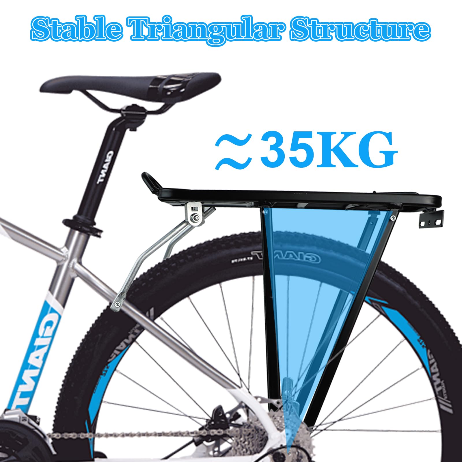 JOLIGAEA Porte-Bagages Vélo Arrière Universel – Charge Max 35 Kg, Réglable En Alliage D'Aluminium, Idéal VTT Et Vélo De Route