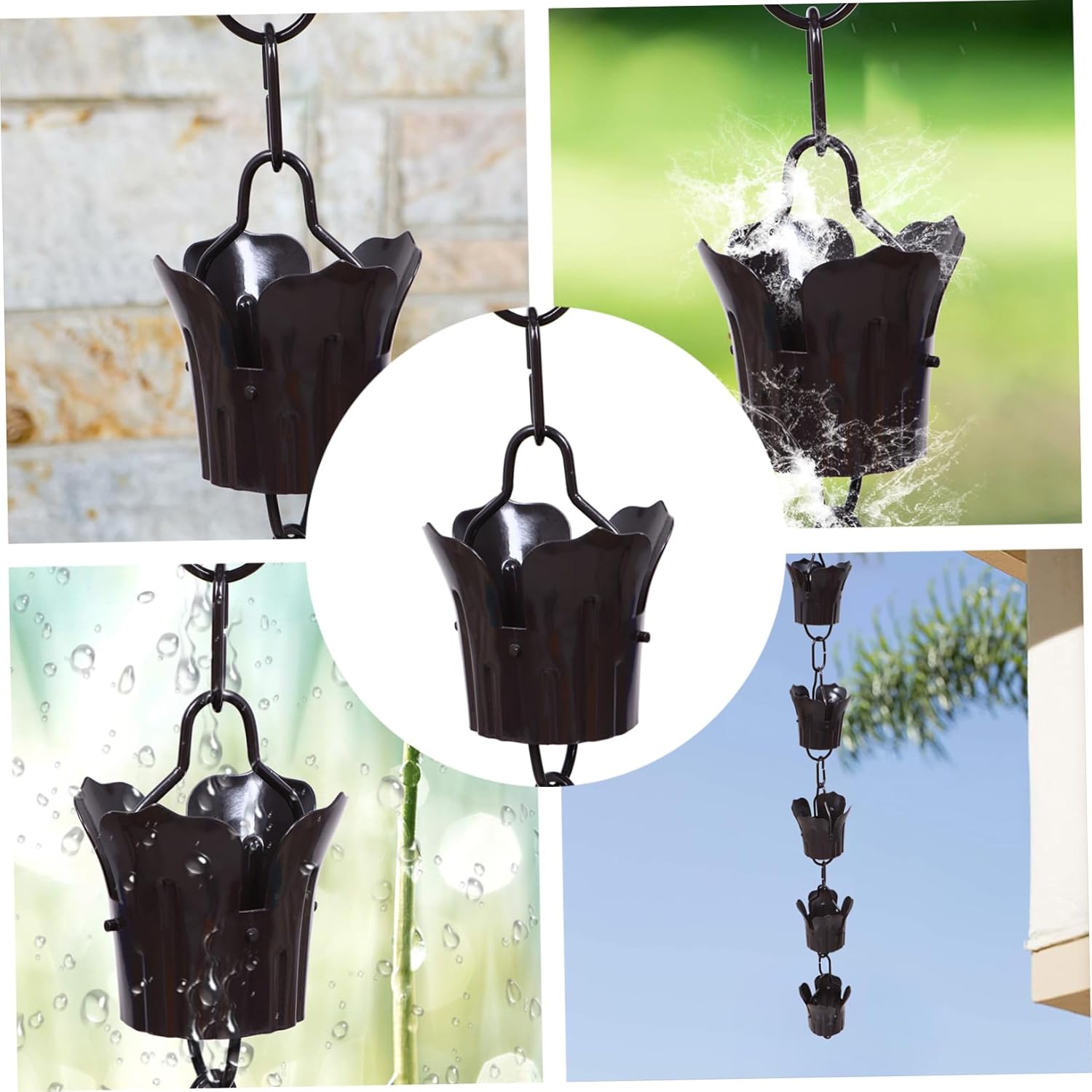 SUPVOX 1m Winter Drainage Chain Villa Roof Gutter Japanese Style Rain Chain for Outdoor Water Collection Unique Petal Design Decorative Rainwater Guide for Gardens and Homes