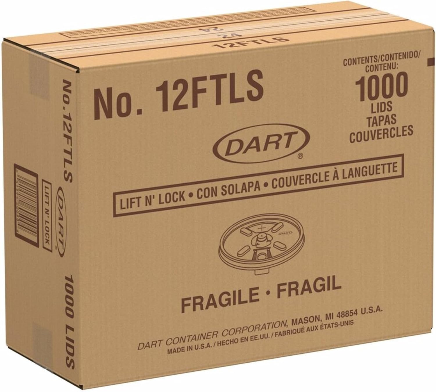 Dart Translucent, Lift N Lock W/Straw Slot - 1000 Per Case
