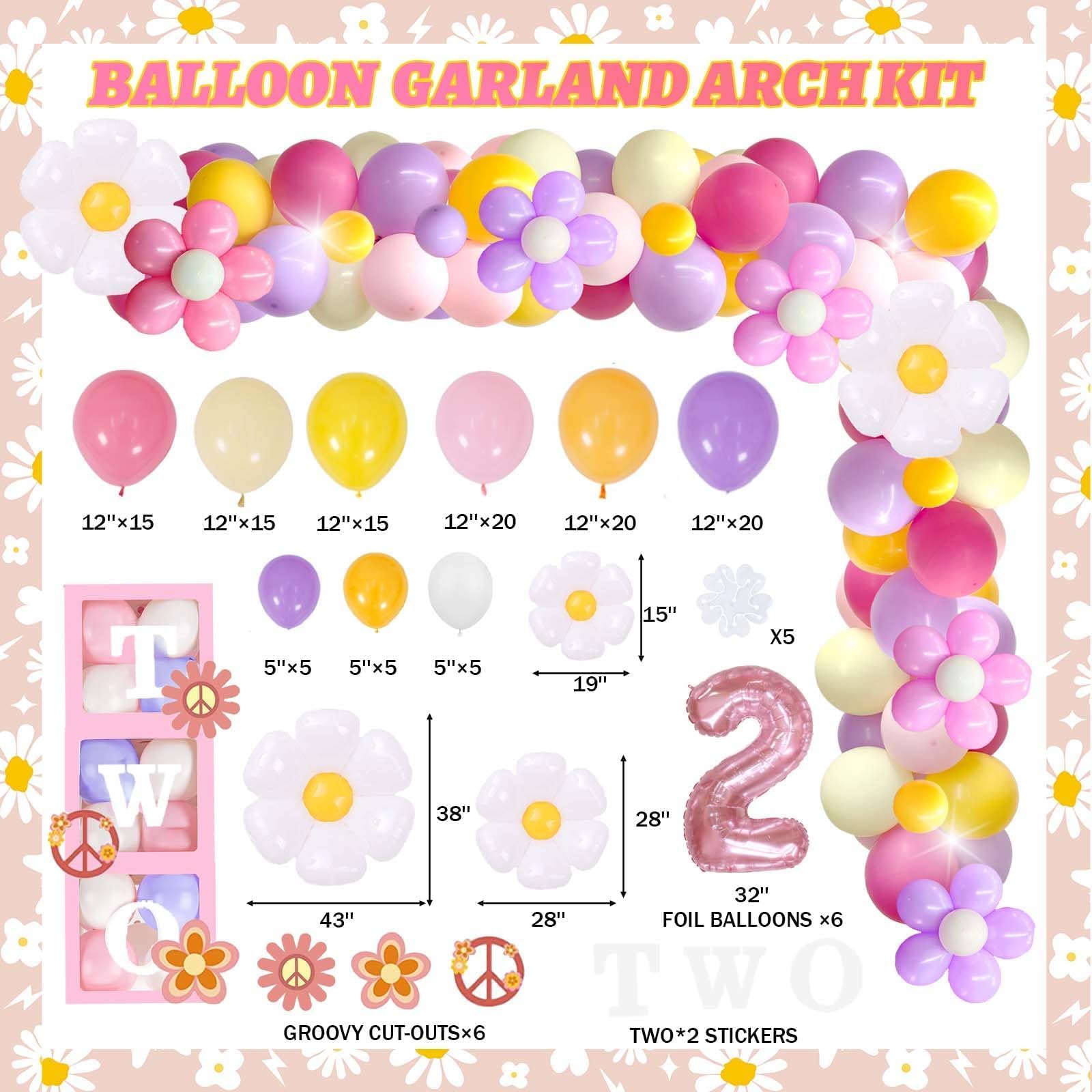 Fleurs Bannières SwirlColor Décoration Fête Marguerite - 2 Bannières + 2 ,  Thème Printemps/Été Ballons Aluminium, image size:1600x1600