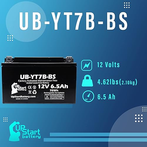 Miniatura 2 de Reemplazo para 2012 Ducati 1199 Panigale 1199CC activado de fábrica, sin mantenimiento, batería de motocicleta - 12V, 6Ah, UB-YT7B-BS