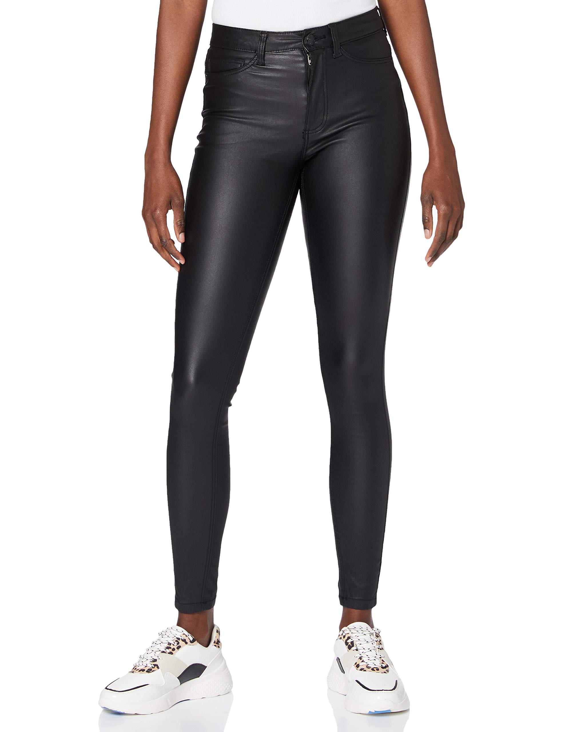 Noisy MayWomen's Nmcallie Hw Skinny Coated Pants Noos Trouser